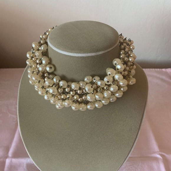 Faith Knight Design House Vintage Faux Pearl Necklace/Choker - 1980s - Picture 9 of 10